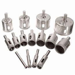 Freeshiping 15Pcs/lot 6mm-50mm Diamond Holesaw Drill Bit Tool for Ceramic Porcelain Glass Marble 6/8/10/12/14/16/18/20/22/25/26/28/30/4 Blox