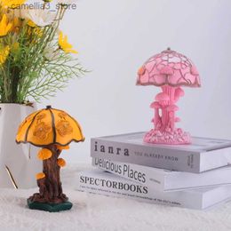 Night Lights Vintage Creative Stained Plant Series Light Colorful Glass Mushroom Plant Flower Abstract Atmosphere Lamp Bedside Night Light Q231114
