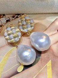 Dangle Earrings Gorgeous 11-12mm South Sea White Pearl Earring 925s