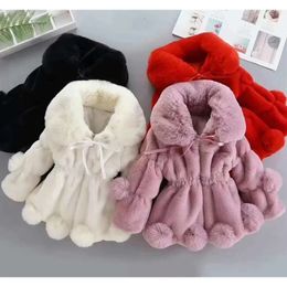 Casaco 1-7 anos bebê meninas jaqueta outono inverno quente casaco de pele falsa para meninas natal princesa outwear moda pelúcia crianças roupas 231114