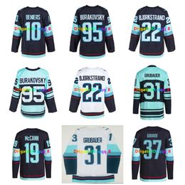 SJ Matty Beniers Yanni Gourde Kraken Hockey Jersey Reverse Retro Philipp Grubauer Eberle Oliver Bjorkstrand Jared Mccann Kailer Yamamoto Jaden