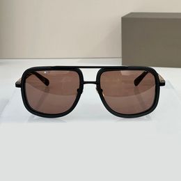 Matte Black Titanium Square Sunglasses for Men Brown Lens Fashion Glasses gafas de sol Designer Sunglasses Shades Occhiali da sole UV400 Eyewear