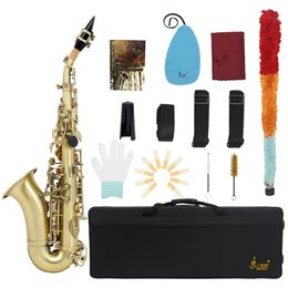 Soprano saxophone Bb brass body white shell button small bent pipe professional playing saxophone