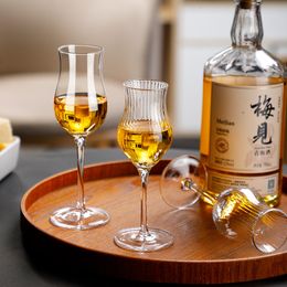 Tumblers Japanese Style Harp Stripe Whisky Goblet Cognac Brandy Snifter Copita Nosing Glass Crystal Tulips Whiskey Smelling Tasting Cup 230413