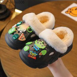 Slipper Warm Cotton Cute Slippers Winter Kids Shoes Non-slip Girl Children Slippers Home Indoors Shoe Boy Baby Parent-Child Cotton shoeL231115