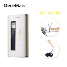 Makeup Tools DeceMars YY Shape Black Brown Eyelashes Extensions Two Tip Lashes CD Curl High Quality Idividual 230413