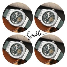 Famous Hollow Skeleton Dial Classic Designer Watch 42mm Luxury Fashion Men Clock Quartz Imported Movement Stopwatch Genuine Leather Buckle Waterproof Wristwatch