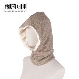 Winter Autumn and Outdoor Warmth Pullover Couple Fashion Hat Monochrome Plush Hooded Neck