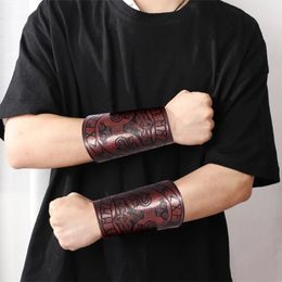 Charm Bracelets Vintage Leather For Men Retro Punk Style Myth Thunder Hammer Rock Jewellery Cowhide Wristband Gifts