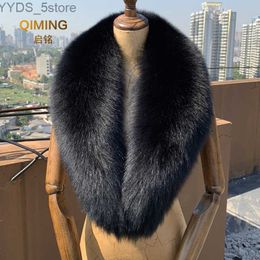 Scarves Winter Real Fox Fur Collar Woman Black Natural Fur Scarf Shl For Women Collars Wraps Neck Warmer Fur Scarves Luxery Scarf Men YQ231114