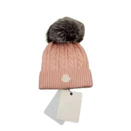 Monclair Hat Luxury Beanie Top Quality Colour High-quality Wool Fried Dough Twists Pattern Fox Wool Ball Knitting Hat Net Red Warm And Fashionable Wool Hat Fashionable