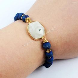 Strand 2PCS Natural Druzy Agate Bracelet On Hand Gold Plated White Crystal Quartz Charm Reiki Healing Jewelry Gifts