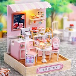 Doll House Accessories Mini doll house miniature model building kit assembled house home kit creative room bedroom decoration with furniture DIY 231114