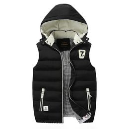 Men's Vests #3603 Autumn Winter Vest Warm Thick Men's Sleeveless Jacket Hooded Vests Coat Plus Size M-5XL Waistcoat Men Hat Detachable 231113
