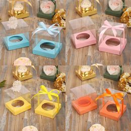 Party Supplies 50pcs Single Cupcake Box Mixed Colo Romantic Wedding Transparent Window Gift Candy Chocolate Biscuit Packaging