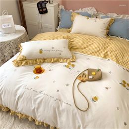 Bedding Sets Set Yellow Sunflower Cotton Quilt Decoration Room American Extra Large 4-piece