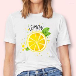 Women's T Shirts Women Lemon Fruit Short Sleeve 90s Printing Cute Fashion Graphic Female Tops Tees Tshirt T-Shirt Lady Cartoon Print Clothes