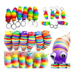 Christmas Decorations Party Favor Reliever Toys Fidget Children Adt Slug Puzzle Peristalsis Funny Caterpillar Anti Squishy Keychain Dhuyk