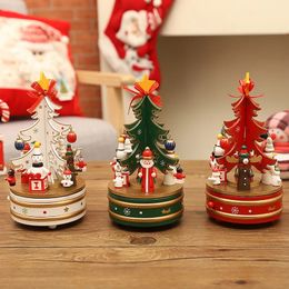 Christmas Decorations Christmas Ornaments Wooden Rotating Music Box Music Box Christmas Tree Decoration Children Gifts Carousel Musicbox 231113