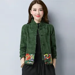 Ethnic Clothing Autumn Traditional Chinese Blouse Cheongsam Top Embroidery Floral Ladies Tops Mandarin Jacket Female TA1829