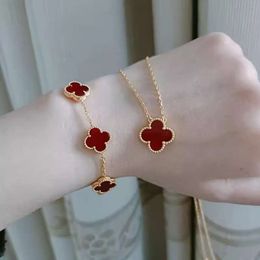 clover bracelet luxury designer highend reversible cinquefoil bracelet mesh red fiery style plated 18k titanium jewellery