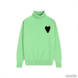 Amis Amisweater Winter Turtleneck Designer Am i Paris Jumper High Collar Warm Sweatshirt Jacquard A-word Love Heart Coeur Hoody Men Women Knit New Colour Lc7u