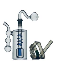 ACOOK PIPES 10mm mini Glass Bongs Spiral Recycler Dab oil Rigs Water Pipe 10mm Joint Water Bong with Banger and hose