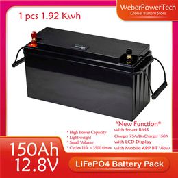 12.8V 150Ah Battery Pack 12V 0.5C Rechargeable Li-ion Batteries High Capaity Cell 24V 48V RV Boats EU US TAX Free With Busbars