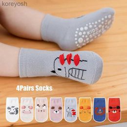 Kids Socks 4Pairs/lot Anti-slip Baby Cute Animal Cartoon Baby Boy Girls Sock Infant Children's Floor 0-3 Years OldL231114