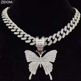 Chokers Men Women Hip Hop Iced Out Bling butterfly Pendant Necklace Miami Cuban Chain HipHop Necklaces Fashion Charm Jewellery 231114