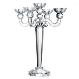 Candle Holders Five Branches K9 Crystal Candlestick Clear Champagne For Home Tabletop Wedding Party Decoration Luxury Handmade Items