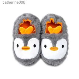 Slipper 2023 Winter Cute Penguin Kids Slippers Comfortable Baby Warm Cotton Shoes Boys And Girls House Indoor Animal Plush SlippersL231114