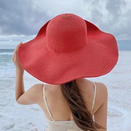 Wide Brim Hats MAERSHEI Handmade Weave Letter Sun For Women Black Ribbon Lace Up Large Straw Hat Outdoor Beach Summer Caps Chapeu Fem