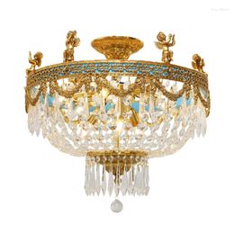 Ceiling Lights French Bronze Interior Bedroom Lighting Lamp European Retro Luxury Restaurant Crystal Lamps