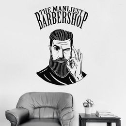 Wall Stickers Men Barbershop Sign Mural Barber Shop Logo Sticker Window Decal Decor For Hair Salon Rmovable LC480