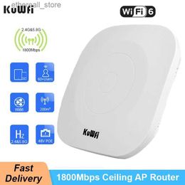 Routers KuWFi Ceiling AP WIFI 6 1800Mbps Wireless 5.8G 2.4G WIFI Router WiFi Access Point Indoor AP Signal Amplie With 48V POE Power Q231114