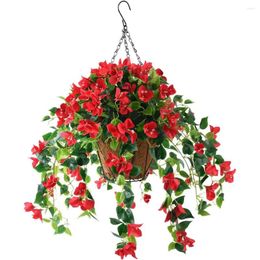 Decorative Flowers Artificial Hanging Basket Fake Plants Bouquets Bougainvillaea Silk Vine For Home Patio Lawn Garden Decoration