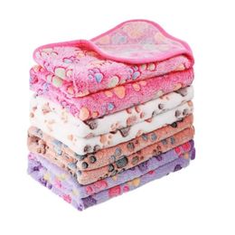 Blankets Wholesale Dog Blanket Pet Blankets Paw Print Pattern Fleece Cat Extra Softness Fluffy Lightweight Washable 0511 Drop Delivery Dhz3P