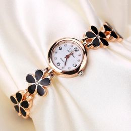 Wristwatches Sdotter Fashion Small Watches Women 2023 Luxury Rhinestone Flower Bracelet Stainless Steel Watchband Dress Female Clock Relogio