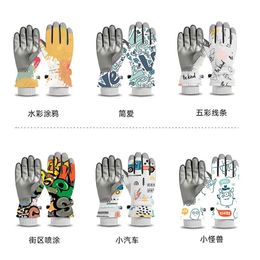 Ski Gloves Fashion Children Ski Gloves Waterproof Kids Mittens for Girls Boys Accessories Antiskid Thicken Snow Sports Child Gloves 4-12Y 231114