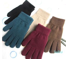 Five Fingers Gloves Winter Women Men Touch Screen Warm Mittens Thick Knitted Full Autumn Short Wrist Hand Warmer