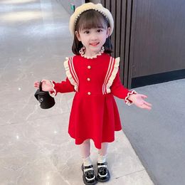 Girl's Dresses 3-11Years Toddler Baby Sweaters Dress Kids Lace Collar Princess Knit Sweater Dresses for Girls Cute Outfits Children Clothing 7 231113