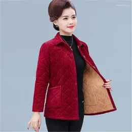 Women's Trench Coats Mother Plus Velvet Jacket Middle-aged And Elderly Women Winter Short Cotton-padded Coat Corduroy Warm Small Padded A2