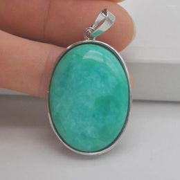 Pendant Necklaces Amazonite Stone Bead Oval Jewelry For Woman Gift S922