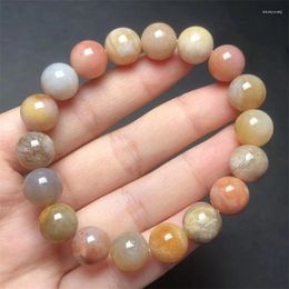 Link Bracelets Natural Coral Jade Bracelet Crystal Healing Stone Stretch Polychrome Gemstone For Women Birthday Present Lover Gift 1pcs 11mm