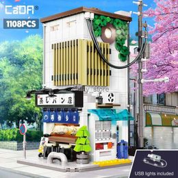 Electric/RC Car 1108 Pcs Cada City LED Japanese Steamed Bun House Architecture Building Blocks Friends Shop Figures Bricks Toys for Kids GiftsL231114