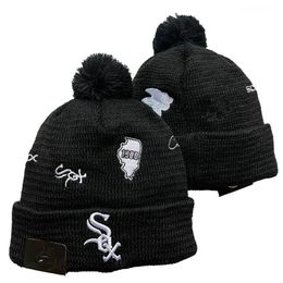 White Sox Beanie CHICAGO Beanies All 32 Teams Knitted Cuffed Pom Men's Caps Baseball Hats Striped Sideline Wool Warm USA College Sport Knit hats Cap For Women a3