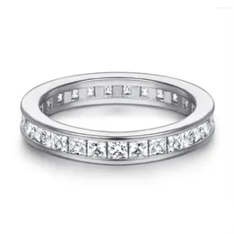 Cluster Rings Accessory S925 Sterling Silver Creative Square Full Body Wedding Ring With Diamond Index Finger And Starry