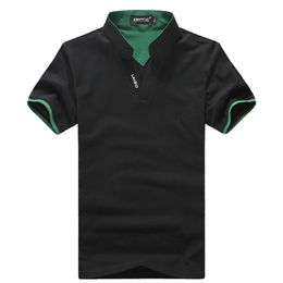 Men's Polos Summer High-quality Goods Cotton Fashion Contrast Color Men Standing Collar Short Sleeve POLO Shirt Male Casual T-Shirts 230414