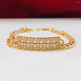 Link Bracelets Bride Wedding Dubai Cuban Chain Bangle Bracelet For Women's Hand Gold Color Ethiopian Charm Jewelry Party Gifts